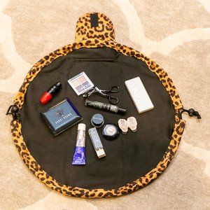 Animal Print Drawstring Cosmetic Bag (Dark)